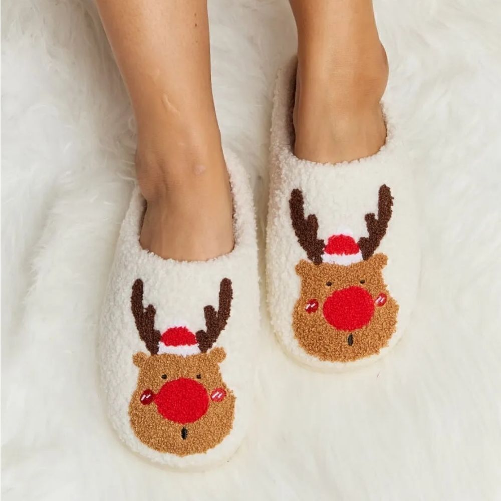 ♡ 3/$16 ♡Rudolph Fleece Sherpa Slippers Womens size 6-9 S M L